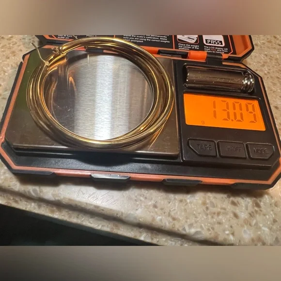 MILOR Italy 14K Yellow Gold Resin Filled Large 2 1/2 Inch Hoop Earrings NWT - Picture 5 of 5